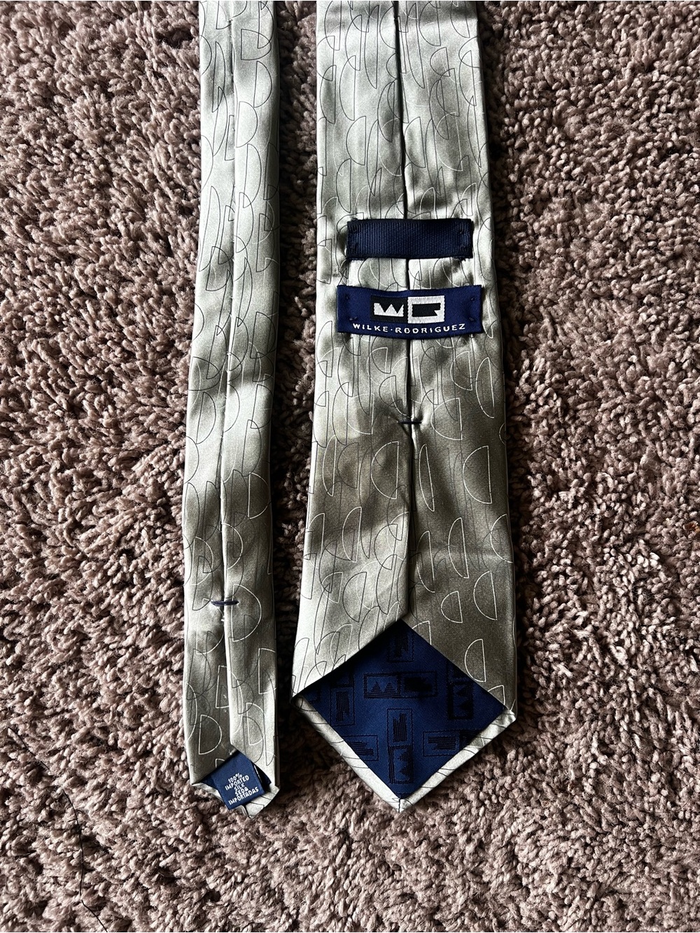 Wilke-Rodriguez Sage Green Silk Pattern Men's Necktie Dress Suit Tie